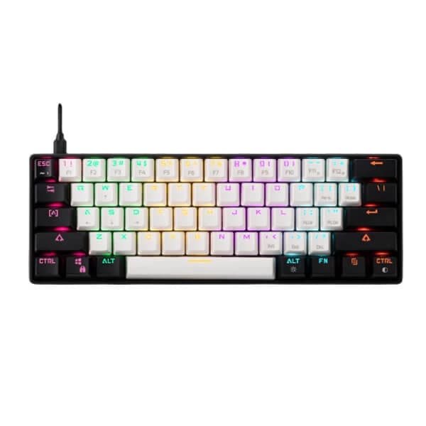 Gamdias Aura GK2 60% Tactile Red Switches Mechanical Gaming Keyboard (White- Black) - 1