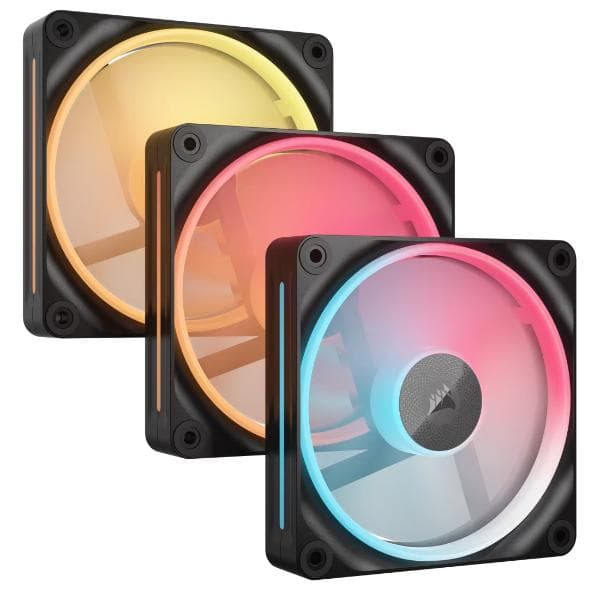 Corsair iCUE LINK LX120-R RGB 120mm PWM Reverse Fans Starter Kit - Black - 1