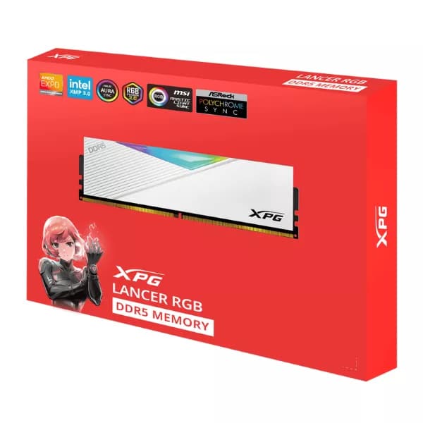 Adata Xpg Lancer RGB 32GB (16GBx2) DDR5 6000MHz CL30 Desktop RAM (White) - 4