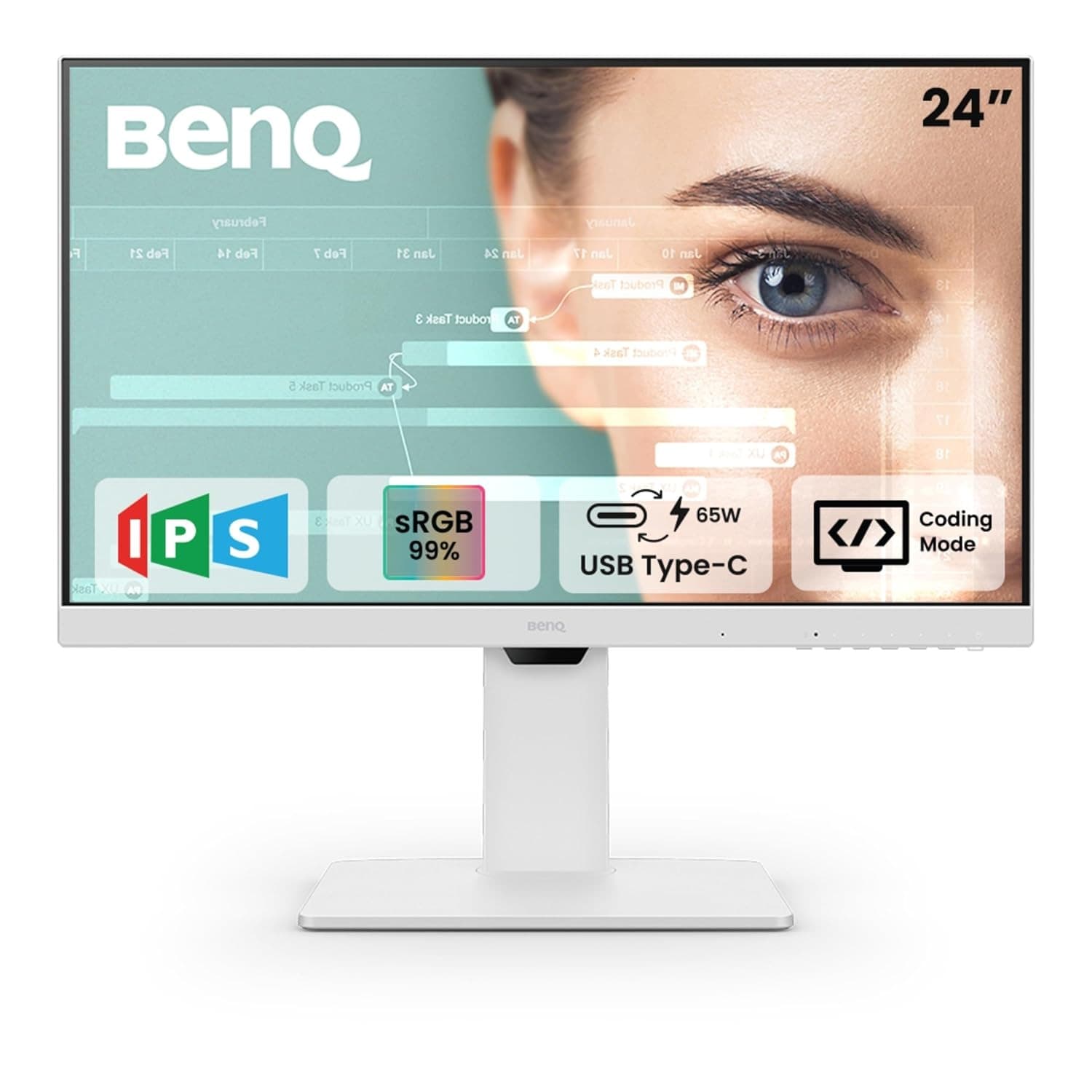 BenQ GW2486TC 24" IPS 100Hz Full HD Coding Monitor (White) - 1