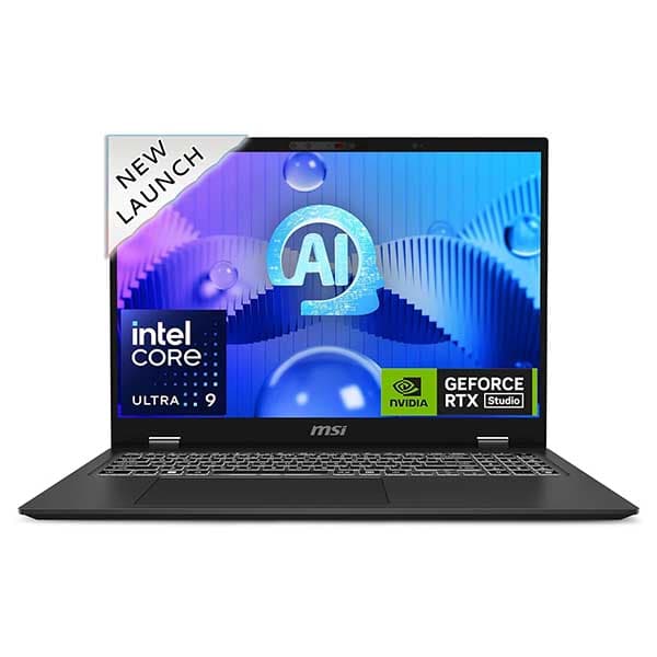 MSI Prestige 16 AI Studio,Intel Core Ultra 9 185H,Built-in AI,41CM UHD+ OLED Thin and Light Laptop (32GB/1TB NVMe SSD/Windows 11 Home/NVIDIA GeForce RTX 4060, GDDR6 8GB/Stellar Grey/1.9Kg),B1VFG-069IN - 1