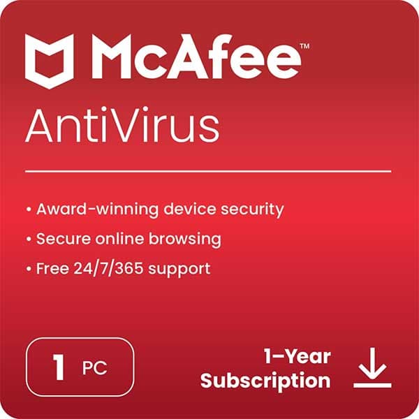 McAfee Total Protection 2024 | 1 Device, 1 Year | Antivirus Internet Security Software | PC/Mac/Android/iOS | Email Delivery - 1