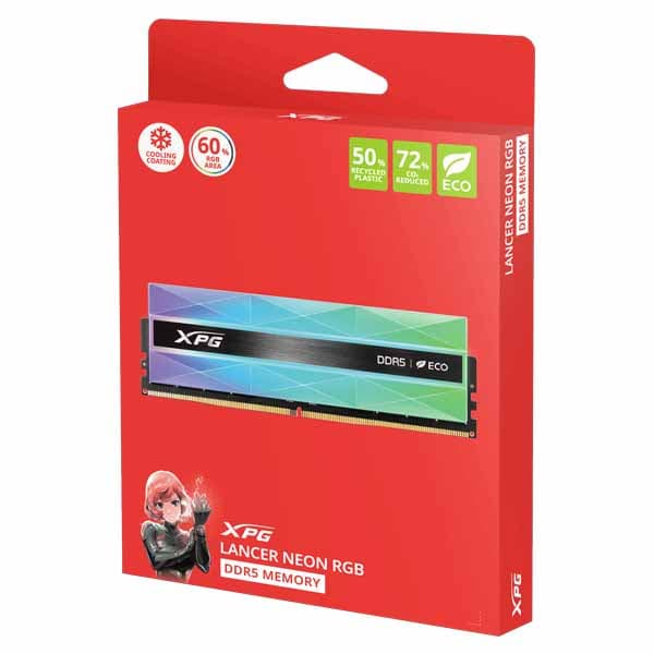 Adata LANCER NEON RGB 16GB DDR5 6000Mhz CL30 Memory (Silver Grey) - 2