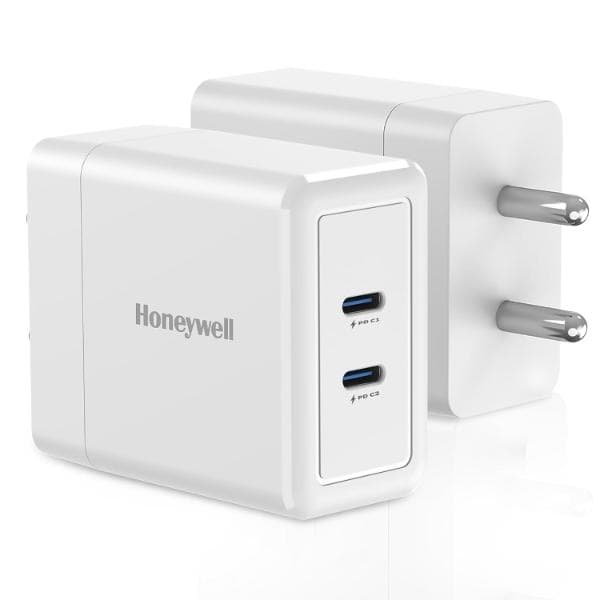 Honeywell Zest Charger GaN 45W, Ultra-Fast Wall Charger with PPS Support, 2xType C PD 3.0 Port, BIS Certified, Compatible with iPhone, iPad Pro, Pixel, Galaxy, Oneplus, Tablet, Smartwatches - 1