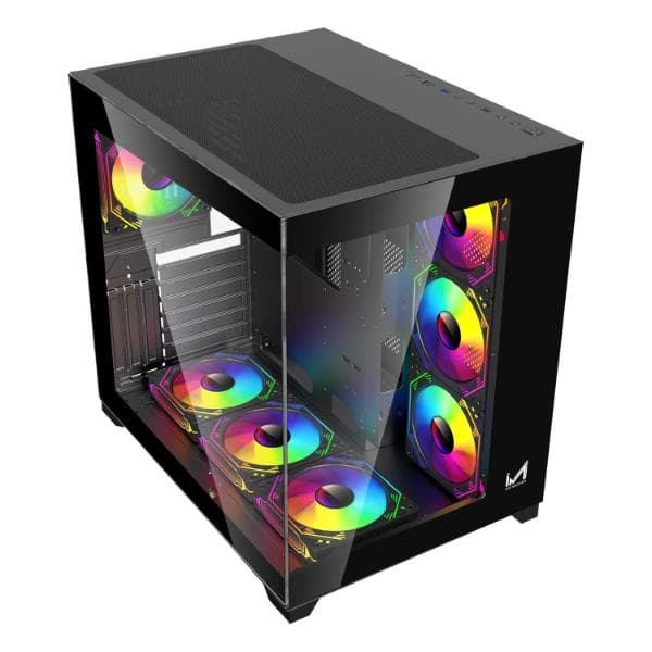 ICEMASTER Dynamite XL PRO Mid-Tower Computer Case/Gaming Cabinet - Black (7 Infinity Argb Fans) | Support EATX,ATX, Micro-ATX, Mini-ITX | Pre-Installed 3 Side Fans, 1 Rear Fan & 3 Bottom Fans (Black) - 2