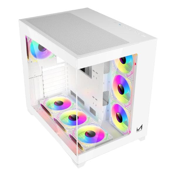 ICEMASTER Dynamite XL PRO Mid-Tower Computer Case/Gaming Cabinet (7 Infinity Argb Fans) | Support EATX,ATX, Micro-ATX, Mini-ITX | Pre-Installed 3 Side Fans,1 Rear Fan & 3 Bottom Fans (White) - 2