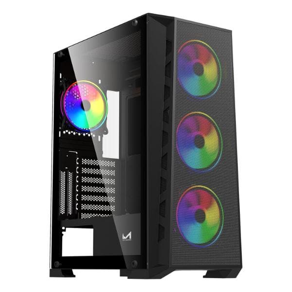 ICEMASTER Frosty Computer Case/Gaming Cabinet| Supports ATX, Micro-ATX, ITX, Motherboard | Pre- Installed 4 x 120mm ARGB Fans (Black) - 1