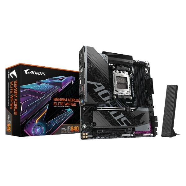 Gigabyte B840M Aorus Elite WiFi6E AM5 M-ATX AMD Motherboard - 2