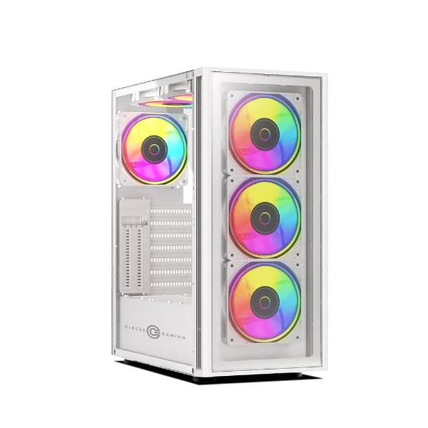 Circle Elegantor X5 ARGB Mid-Tower Computer Case Gaming Cabinet - White - 1