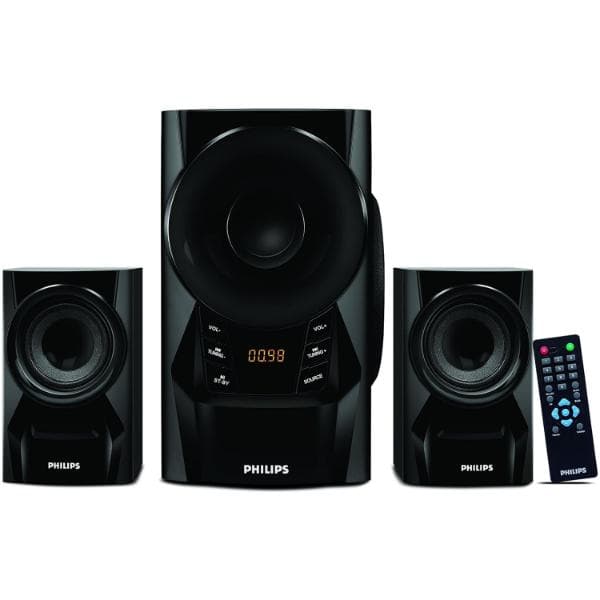 Philips Audio MMS6080B/94 2.1 Channel 60W Multimedia Bluetooth Speakers with 2x17W Satellite Speakers, LED Display, Remote Control & Multi-Connectivity Option (Black) - 1