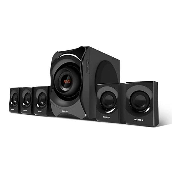 Philips Audio SPA8000B/94 5.1 Channel Multimedia Speaker System with Bluetooth, 5x15W Satellite Speakers, LED Display, Robust Design & Matte Finish (Black) - 1