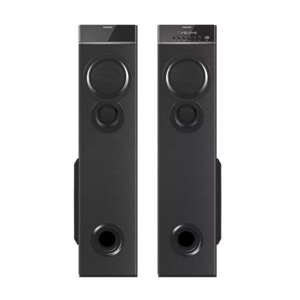 Philips Audio SPA9085 2.0CH 100W Multimedia Tower Speakers with Wireless Microphone,Multi-Connectivity Option with Supporting USB, AUX, FM,Mic & Thumping Bass with Karaoke(Black) - 1