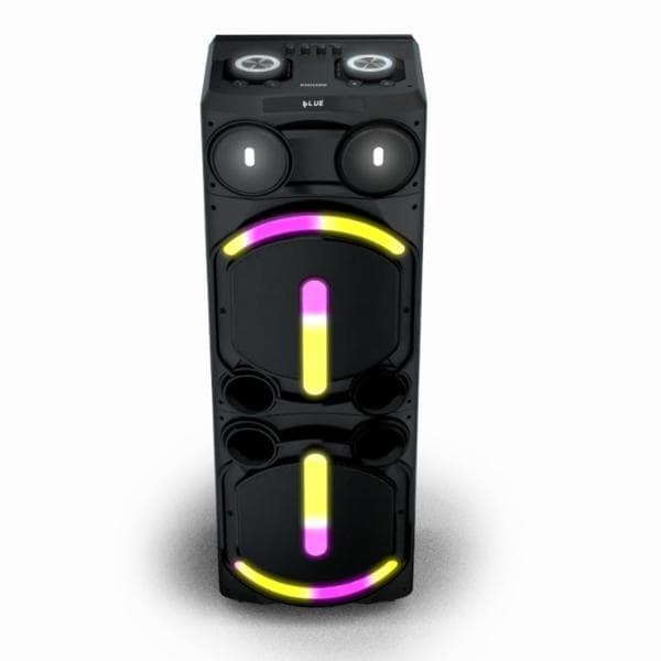 Philips Audio TAX5708 Bluetooth Party Speaker, 400W Max Output - Dynamic Bass Boost & Karaoke | Guitar & Mic Support, Multipoint Connectivity, Party Lights & Handle with Wheels (Black) - 1