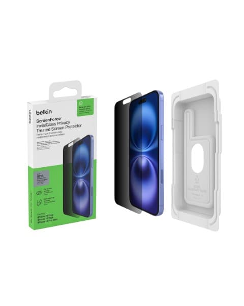Belkin iPhone 16 Plus Privacy Full Screen Protector Tempered Glass with Easy Align Tray - 1