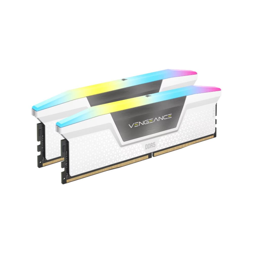 CORSAIR Vengeance RGB DDR5 RAM 64GB (2x32GB) 6000MHz CL30 RAM - White - 3