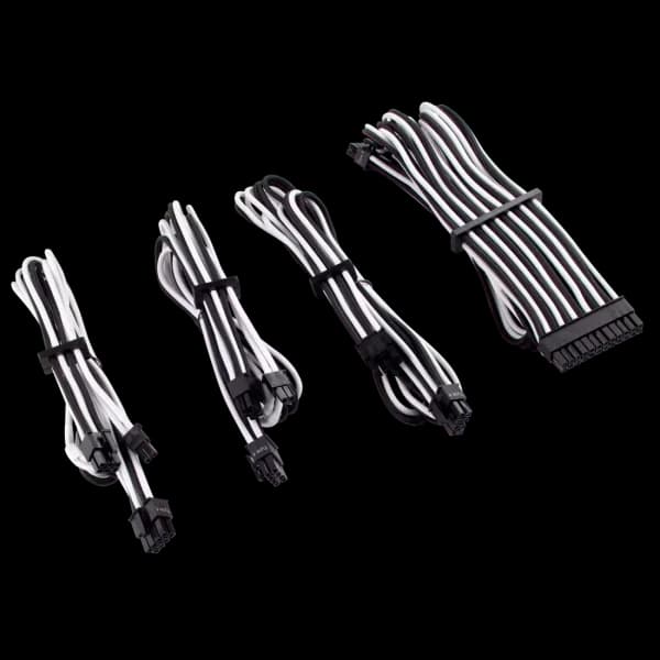 Corsair PSU Premium Sleeved Cables (White-Black) - 2