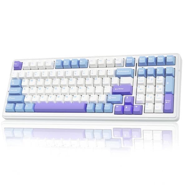 AULA F99 Wireless Mechanical Keyboard | Tri-Mode BT5.0/2.4GHz/USB-C Hot Swappable | Pre-lubed Linear Switches, Gasket Structure | RGB Backlit Gaming Keyboard (Blue+White - Graywood Switch) - 1