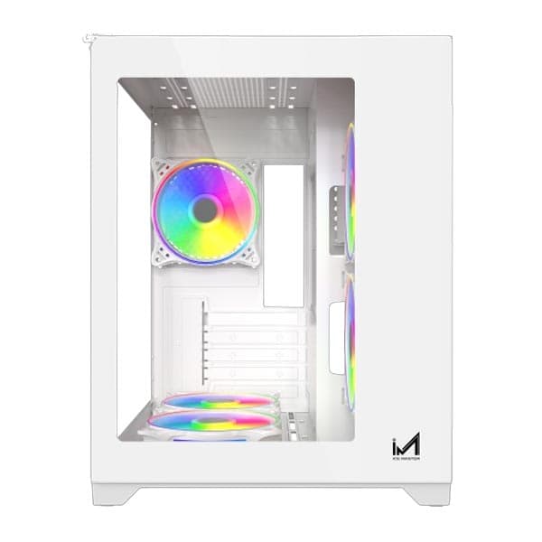 ICEMASTER Dynamite Mid-Tower Computer Case/Gaming Cabinet | Supports Micro-ATX, Mini-ITX | Pre-Installed 2 Side Fans, 1 Rear ARGB Fan & 2 Bottom Fans (White) - 2