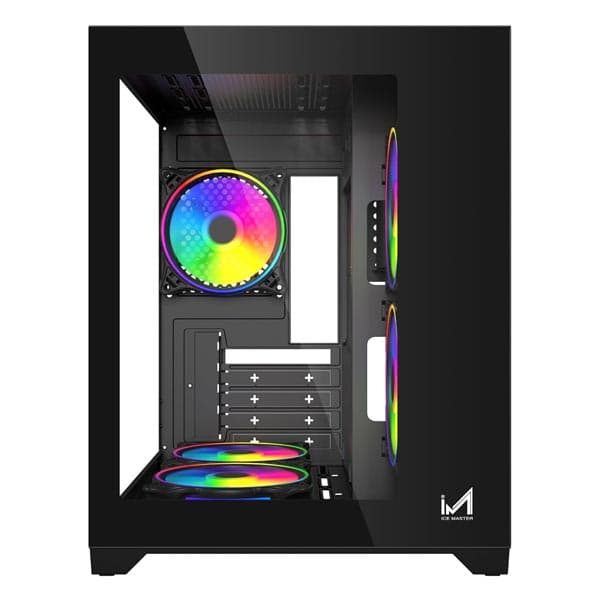 ICEMASTER Dynamite Mid-Tower Computer Case/Gaming Cabinet | Supports Micro-ATX, Mini-ITX | Pre-Installed 2 Side Fans, 1 Rear ARGB Fan & 2 Bottom Fans (Black) - 2