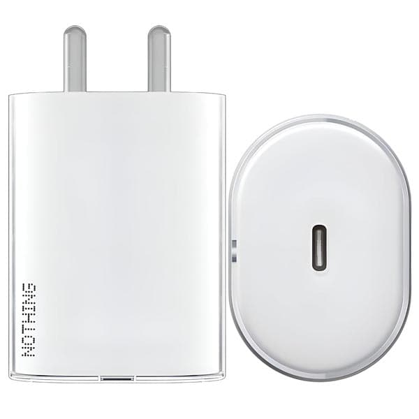 Nothing 45W USB C Fast Charger Adapter for CMF by Nothing CMF Phone 1/Nothing Phone 3a Pro/3a/2A/2a Plus/2/Buds, CMF 33w Power Charger for Mobile, 45 W Type C Charging Adaptor, Upto 50w Charge Support, White - 1