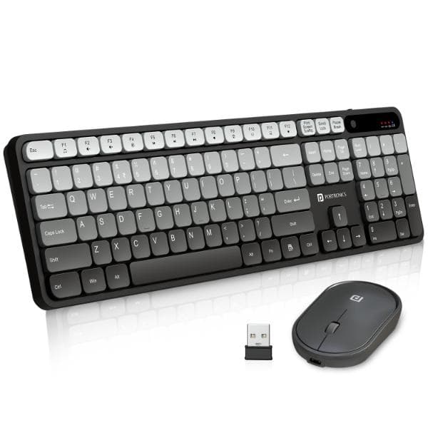 Portronics Key11 Combo Rechargeable Wireless Keyboard and Mouse Set, Bluetooth 5.3&2.4GHz Wireless,Type-C Fast Charging,Gradient Keys, Noiseless Typing, High Precision Mouse, for PC&Laptop(Blue) - 2