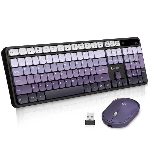 Portronics Key11 Combo Rechargeable Wireless Keyboard and Mouse Set, Bluetooth 5.3&2.4GHz Wireless,Type-C Fast Charging,Gradient Keys, Noiseless Typing, High Precision Mouse, for PC&Laptop(Blue) - 3