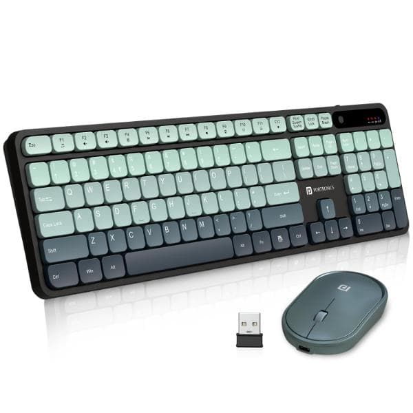 Portronics Key11 Combo Rechargeable Wireless Keyboard and Mouse Set, Bluetooth 5.3&2.4GHz Wireless,Type-C Fast Charging,Gradient Keys, Noiseless Typing, High Precision Mouse, for PC&Laptop(Blue) - 1