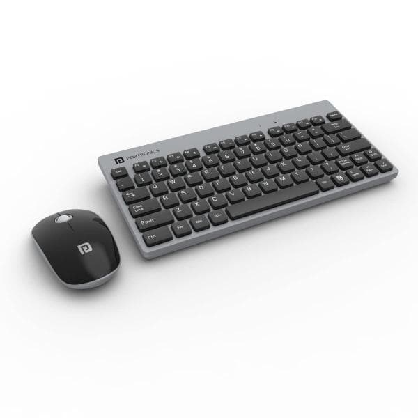 Portronics Key2 Combo Wireless Keyboard and Mouse Set, with 2.4 GHz USB Receiver, Silent Keystrokes, 1200 DPI Optical Tracking, Compact Design, Multimedia Keys for PC, Laptop(Black) - 2