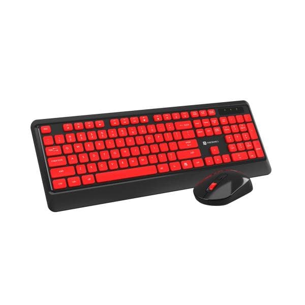 Portronics Key5 Combo Wireless Keyboard and Mouse Set, with 2.4 GHz USB Receiver, Silent Keystrokes, 1200 DPI Optical Tracking, Full-Sized Keyboard, Multimedia Keys for PC, Laptop & USB Supported Devices (Black Red) - 1