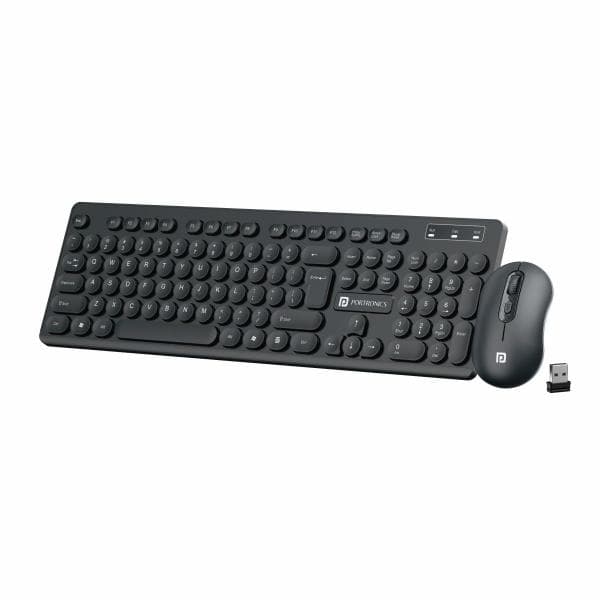 Portronics Key6 Combo Wireless Keyboard and Mouse Set with 2.4 GHz USB Receiver, Noiseless Typing, Adjustable DPI Upto 1600, Spill Resistant & Anti-Fade Keys for PC, Laptop, MacBook (Black) - 1