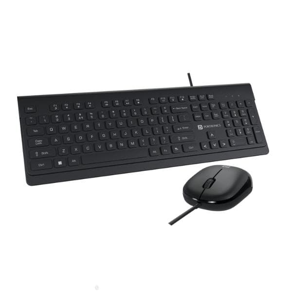 Portronics Keytonic Keyboard and Mouse Combo with USB Cable, 12 Function Shortcut Keys, Full-Sized Keyboard, High-Precision Mouse, for PC, Laptop (Black) - 1