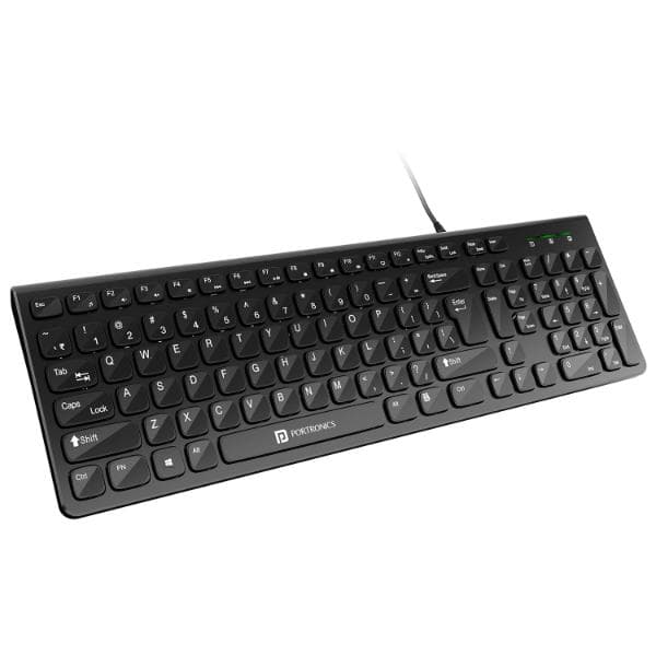 Portronics Ki-Pad 2 USB Wired Keyboard with 104 Keys, Dual Color Chicklet Keys, Rupee Symbol (₹) Key, Noiseless Typing, 1.5 m Long Cable, 10 Million Keystrokes Long Life for PC, Laptop & USB-Supported Devices (Black) - 1
