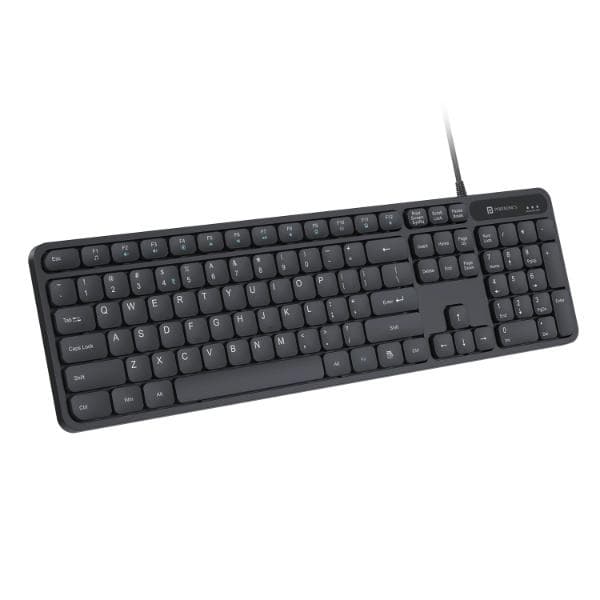 Portronics Ki-Pad 3 USB Wired Keyboard with Large Keycaps, Noise-Free Typing, Fn Multimedia Hotkeys, Full-Size Layout with Num Pad, Ergonomic Design, 1.5m USB Cable, for Laptop, PC, Mac (Black) - 1