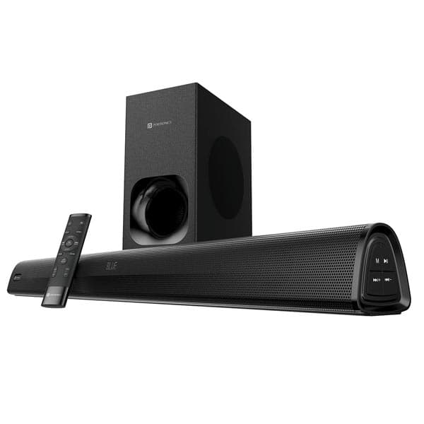 Portronics Pure Sound 105 200W Bluetooth Soundbar with Wired Subwoofer for Deep Bass, 2.1 Channel Home Theatre, HD Sound,3 EQ Modes, BT 5.3V,HDMI, Optical, AUX, USB Port, Sleek Remote Control (Black) - 1