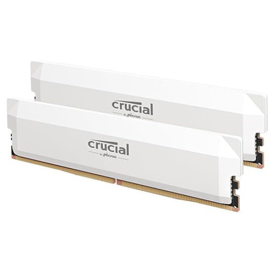 Crucial 32GB (2x16GB) Pro Overclocking DDR5 6400 MT/s CL38 UDIMM Memory Kit (White) - 1