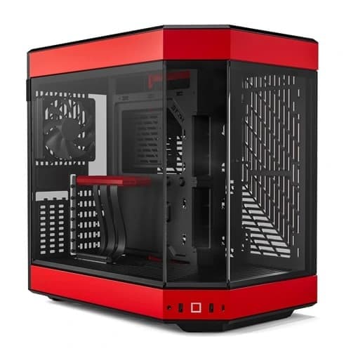 HYTE Y60 Modern Aesthetic Dual Chamber Panoramic Tempered Glass Mid-Tower ATX Computer Gaming Red and Black Case - 1