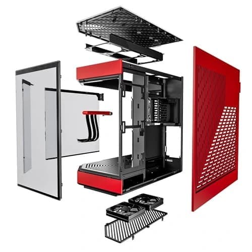 HYTE Y60 Modern Aesthetic Dual Chamber Panoramic Tempered Glass Mid-Tower ATX Computer Gaming Red and Black Case - 5