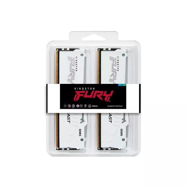 Kingston Fury Beast RGB 64GB (2x32GB) 6000MHz DDR5 CL30 RAM (White) - 2