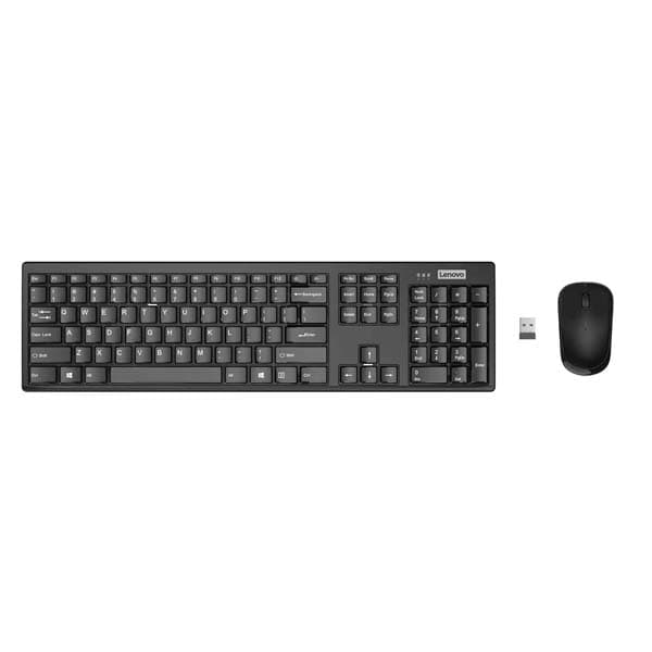 Lenovo 100 Wireless Keyboard and Mouse Set, Ambidextrous 1000 DPI Mouse Optical Sensor, upto 3M clicks, Ultra slim water resistant keyboard, 2.4 GHz Wireless Nano USB, upto 1yr battery life GX30L66303 - 1