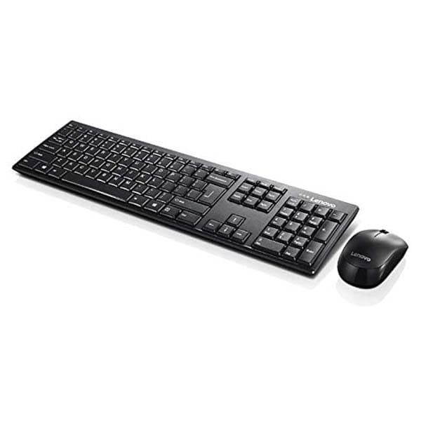 Lenovo 100 Wireless Keyboard and Mouse Set, Ambidextrous 1000 DPI Mouse Optical Sensor, upto 3M clicks, Ultra slim water resistant keyboard, 2.4 GHz Wireless Nano USB, upto 1yr battery life GX30L66303 - 2