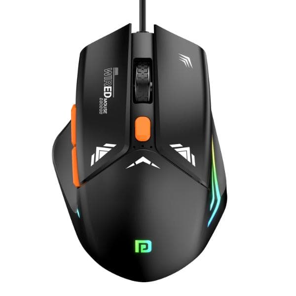 Portronics Vader Wired Gaming Mouse with 6 Buttons, Thumb Support, Adjustable DPI (6400 Max), RGB Light Effects, Ergonomic Design, 1.5 m Long USB Cable for Laptop & PC (Black) - 1