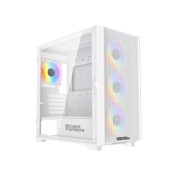 Coconut Rampage Elite Mesh mATX Gaming Cabinet - White - 1