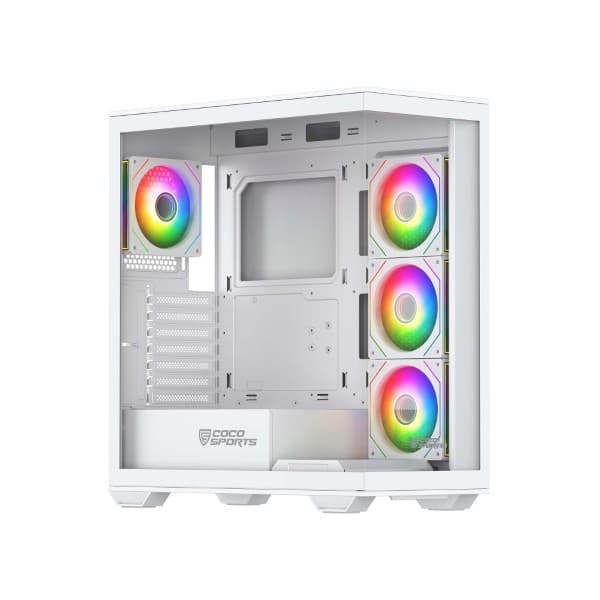 Coconut Stark Z9 Glass Mid Tower Gaming Cabinet - White