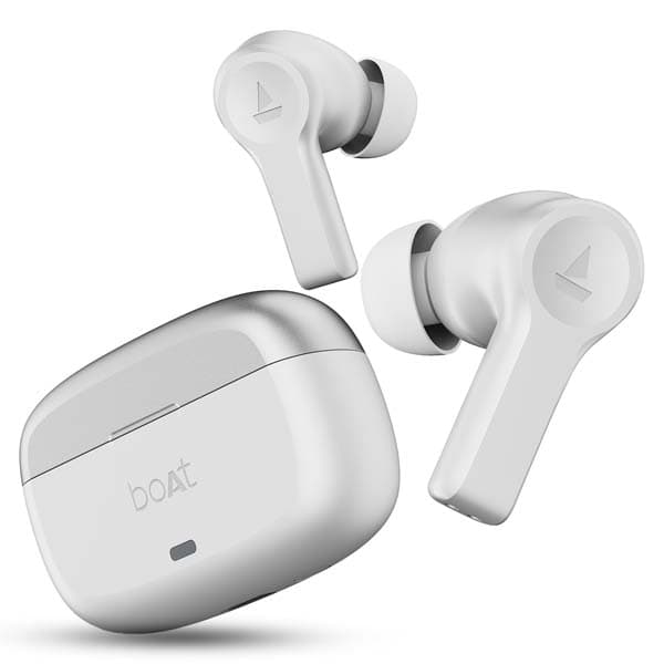 boAt Airdopes Flex 454 ANC, 60HRS Battery, ANC(~32dB), App Support, 4Mics ENx, Fast Charge, Dual Pairing, IPX5, v5.2 Bluetooth Earbuds, TWS Ear Buds Wireless Earphones with mic (Gunmetal White)