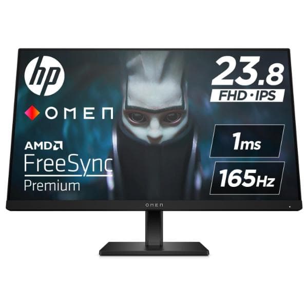 OMEN by HP Gaming Monitor, 23.8 inch(60.5 cm) FHD, 165Hz, 3-Sided Borderless, 300 nits, Pivot Rotation, Anti-Glare, Height Adjustable, HP Eye Ease (Eyesafe® Certified), 780F0AA (Black)