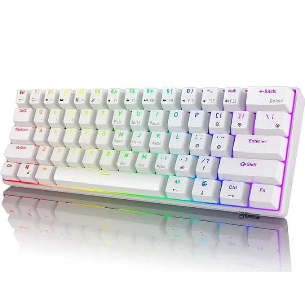 RK ROYAL KLUDGE RK61 Wired 60% Mechanical Gaming Keyboard White Brown Switch