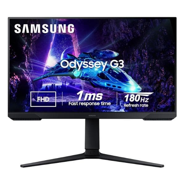 Samsung Odyssey G3 Gaming Monitor 68.5 cm (27"), FHD 1920 X 1080, 180 Hz, 1ms(MPRT), AMD Freesync, DP, HDMI, Height Adjustable Stand, Tilt, Pivot, Bezel-Less, Eye-Saver (LS27DG300EWXXL, Black) - 1