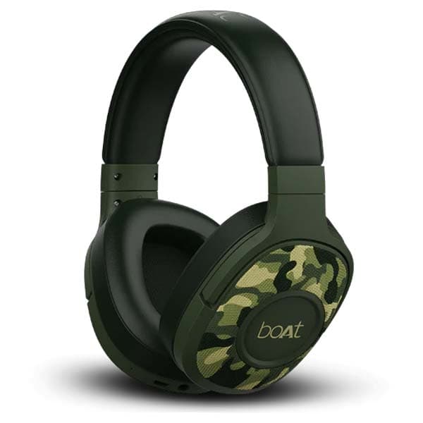 boAt Rockerz 550 Bluetooth Wireless Over Ear Headphones with Mic Upto 20 Hours Playback, 50MM Drivers, Soft Padded Ear Cushions and Physical Noise Isolation (Army Green)