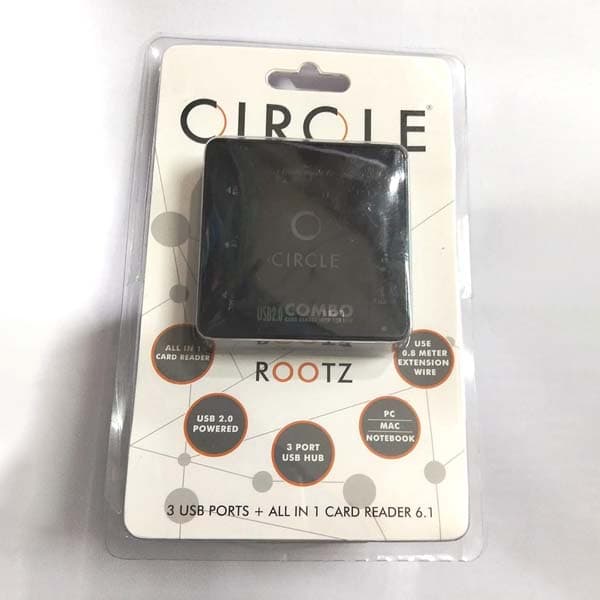 CIRCLE GAMING ROOTZ 3.PORT USB HUB +ALL IN ONE CARD READER 6.1 TF/SF Card Reader (Black)