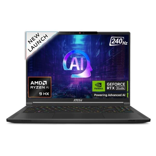 MSI Stealth A16 AI+,AMD Ryzen AI 9 365,41CM QHD+ 240Hz Gaming Laptop(32GB/1TB NVMe SSD/Windows 11 Home/Office 2021/NVIDIA GeForce RTX 4060,GDDR6 8GB/Core Black/2.1Kg) A3HVFG-075IN - 1
